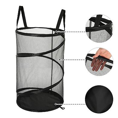 1 Pcs 30l Folding Laundry Basket Portable Hamper Basket For Bathroom Black 23.62"x15.75"