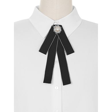 Women's Bow Brooches Pre-tied Ribbon Elegant Brooch Pin Bow Tie