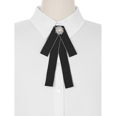 Women s Bow Brooches Pre tied Ribbon Elegant Brooch Pin Bow Tie