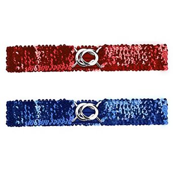 Lady Sequins Decor Metal Interlooking Buckles Elastic Waist Belt