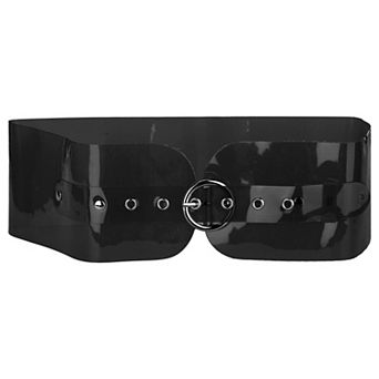 Women Clear Waist Belts, Wide Transparent Round Buckle Waistband Belt for Dress