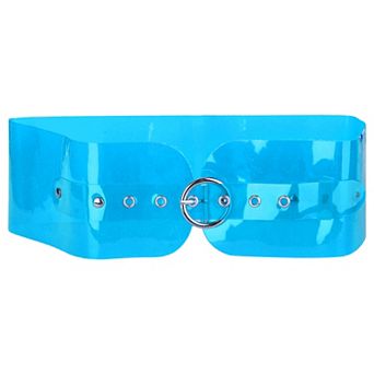 Women Clear Waist Belts, Wide Transparent Round Buckle Waistband Belt for Dress