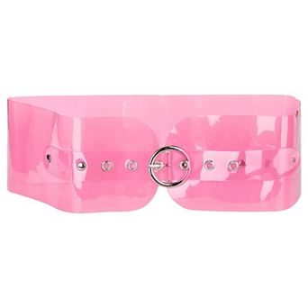 Women Clear Waist Belts, Wide Transparent Round Buckle Waistband Belt for Dress