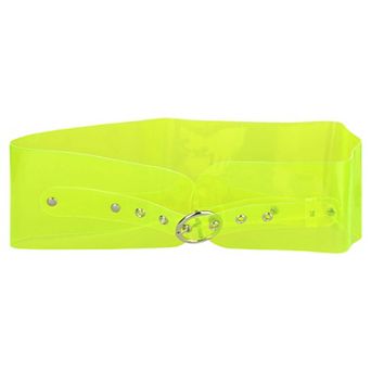 Women Clear Waist Belts, Wide Transparent Round Buckle Waistband Belt for Dress