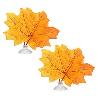 Betta Fish Leaf Pad Hammock Resting Hide Plants Decor Yellow Orange With Suction Cup 3.94"x3.54"