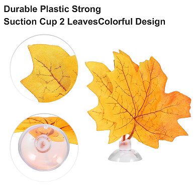 Betta Fish Leaf Pad Hammock Resting Hide Plants Decor Yellow Orange With Suction Cup 3.94"x3.54"