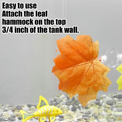Betta Fish Leaf Pad Hammock Resting Hide Plants Decor Yellow Orange With Suction Cup 3.94"x3.54"