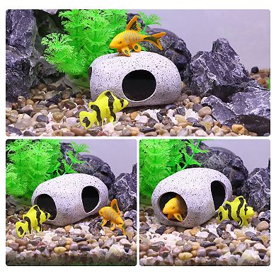 Fish Tank For Aquatic Pets To Breed Play Rest Aquarium Hideaway Rock Cave Ceramic