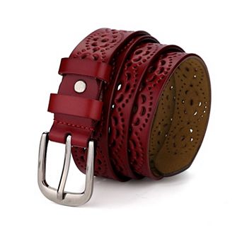 Hollow Floral Retro Vintage Faux Leather Belt With Buckle for Women