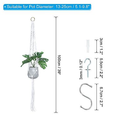 Macrame Hanging Planter, 2 Pack 39" Plant Holders For Indoor Decor