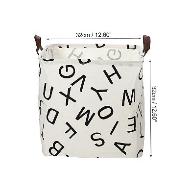 1 Pcs 30l Foldable Square Laundry Basket For Laundry Room Black White Letter