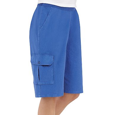 Collections Etc Elastic Stretch Waist Shorts With Cargo Pockets