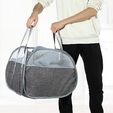 1 Pcs 90l Folding Laundry Basket Breathable Hamper Basket For Bathroom