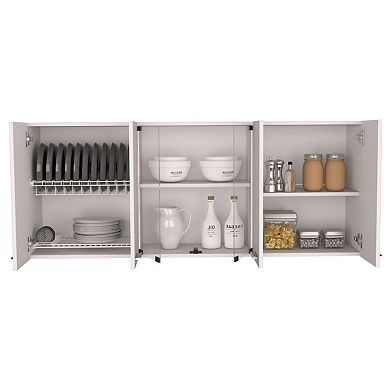 Yuma 150" Wall Cabinet, Two Close Cabinets, Two Open Shelves