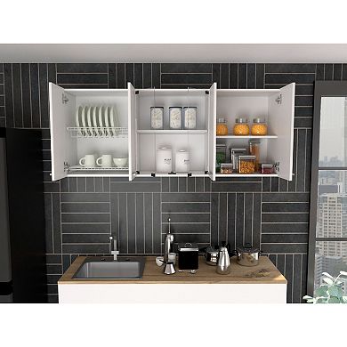 Yuma 150" Wall Cabinet, Two Close Cabinets, Two Open Shelves