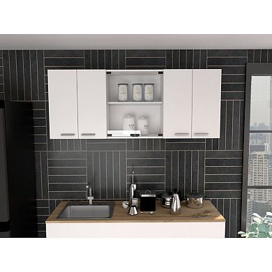 Yuma 150" Wall Cabinet, Two Close Cabinets, Two Open Shelves