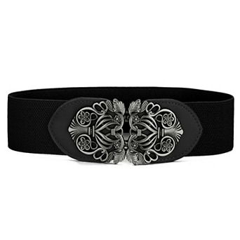 Knot Woven Metal Interlocking Buckle Elastic Waist Cinch Belt Band