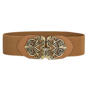 Knot Woven Metal Interlocking Buckle Elastic Waist Cinch Belt Band