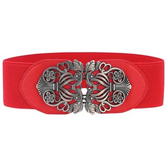 Knot Woven Metal Interlocking Buckle Elastic Waist Cinch Belt Band