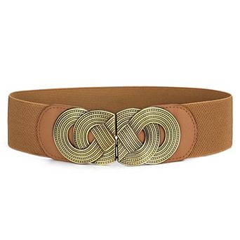 Knot Woven Metal Interlocking Buckle Elastic Waist Cinch Belt Band