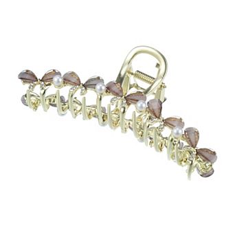 Hair Clip Classic Faux Crystal Bling Bow Tie Hair Clip Hair Accessories For Women Gray