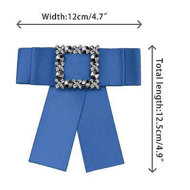 Women's Large Solid Color Bow Square Rhinestone Collar Brooch Ties For Retro Chic