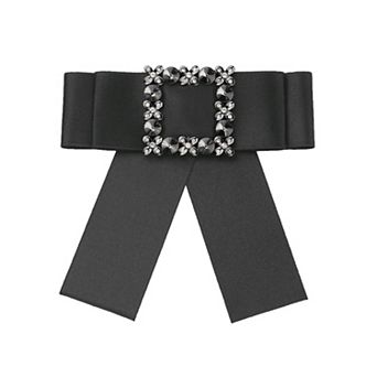 Women's Large Solid Color Bow Square Rhinestone Collar Brooch Ties For Retro Chic