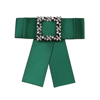 Women's Large Solid Color Bow Square Rhinestone Collar Brooch Ties For Retro Chic