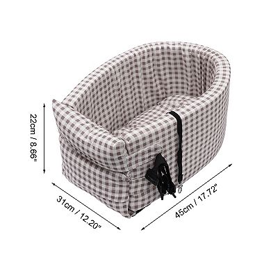 Plaid Style Dog Car Seat Adjustable Straps For Medium Small Sized Puppy Cat Seat Pets Pink White