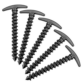 5.7 Inch T Shape Spiral Plastic Camping Tent Stakes 5 Pack