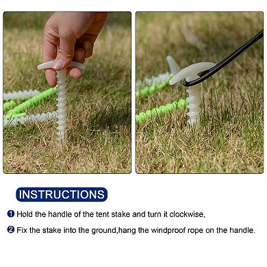 5.7 Inch T Shape Spiral Plastic Camping Tent Stakes 5 Pack