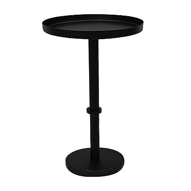 Ara 22 Inch Side End Table, Vintage Sleek Pillar Base, Round Tray Top