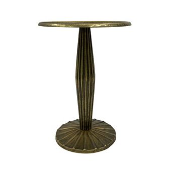 Ara 22 Inch Side End Table, Vintage Sleek Pillar Base, Round Tray Top
