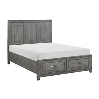 Thiem Queen Size Platform Bed With 2 Storage Drawers, Gray Wood Finish