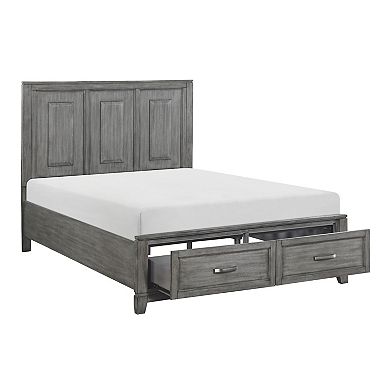 Thiem Queen Size Platform Bed With 2 Storage Drawers, Gray Wood Finish