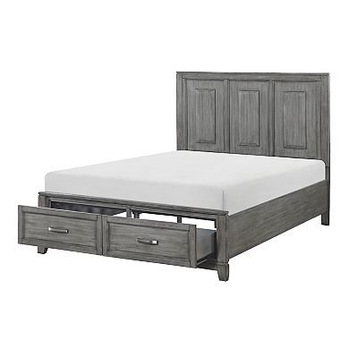 Thiem Queen Size Platform Bed With 2 Storage Drawers, Gray Wood Finish