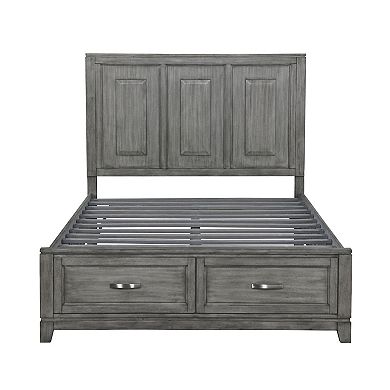 Thiem Queen Size Platform Bed With 2 Storage Drawers, Gray Wood Finish