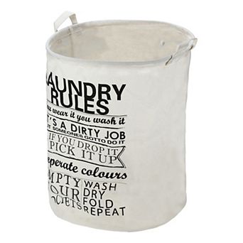1 pc 60l Foldable Cylindrical Laundry Basket For Laundry Room Black Rules 19.69"x15.75"
