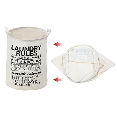 1 Pcs 60l Foldable Cylindrical Laundry Basket For Laundry Room Black Rules 19.69"x15.75"