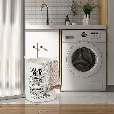 1 Pcs 60l Foldable Cylindrical Laundry Basket For Laundry Room Black Rules 19.69"x15.75"