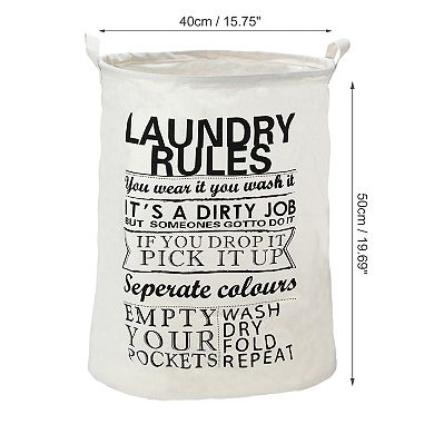 1 Pcs 60l Foldable Cylindrical Laundry Basket For Laundry Room Black Rules 19.69"x15.75"