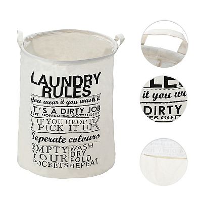 1 Pcs 60l Foldable Cylindrical Laundry Basket For Laundry Room Black Rules 19.69"x15.75"