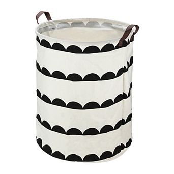 1 pc 60l Foldable Cylindrical Laundry Basket For Laundry Room Black Semicircle 19.69"x15.75"