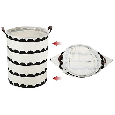 1 Pcs 60l Foldable Cylindrical Laundry Basket For Laundry Room Black Semicircle 19.69"x15.75"