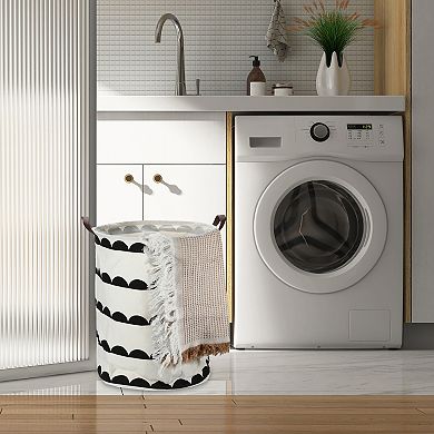 1 Pcs 60l Foldable Cylindrical Laundry Basket For Laundry Room Black Semicircle 19.69"x15.75"