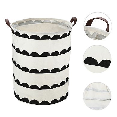 1 Pcs 60l Foldable Cylindrical Laundry Basket For Laundry Room Black Semicircle 19.69"x15.75"