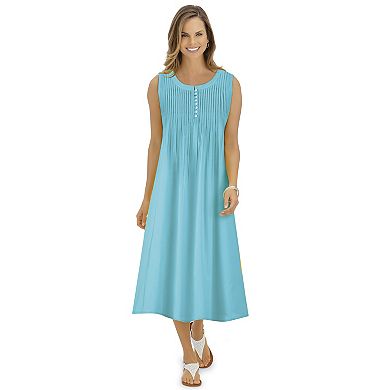 Collections Etc Flattering Front Button Loop Pintuck Dress