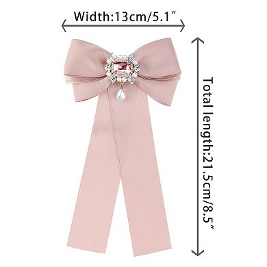 Women's Bow Brooch Pre-tied Bowknot With Faux Rhinestone Elegant Bow Tie
