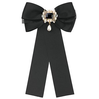Women's Bow Brooch Pre-tied Bowknot With Faux Rhinestone Elegant Bow Tie