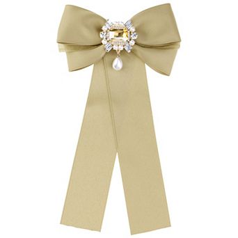 Women's Bow Brooch Pre-tied Bowknot With Faux Rhinestone Elegant Bow Tie
